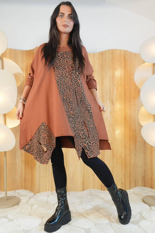 Leopard Panel Top Rust